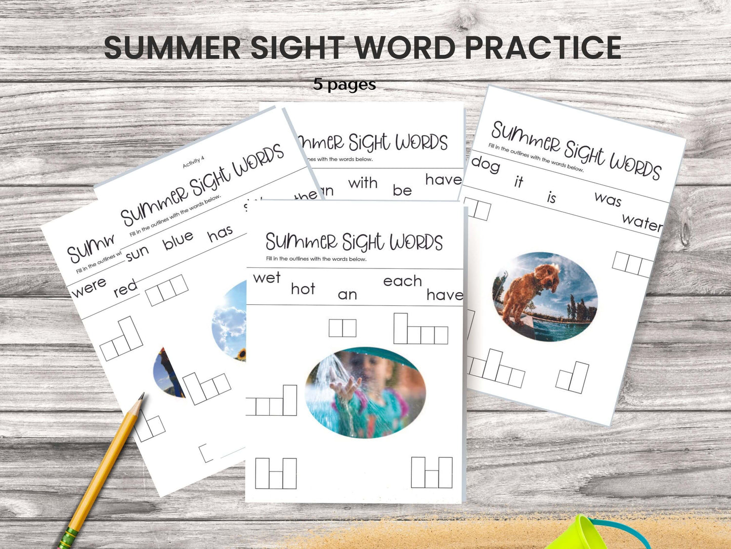 Summer Unit Sight Word Worksheets